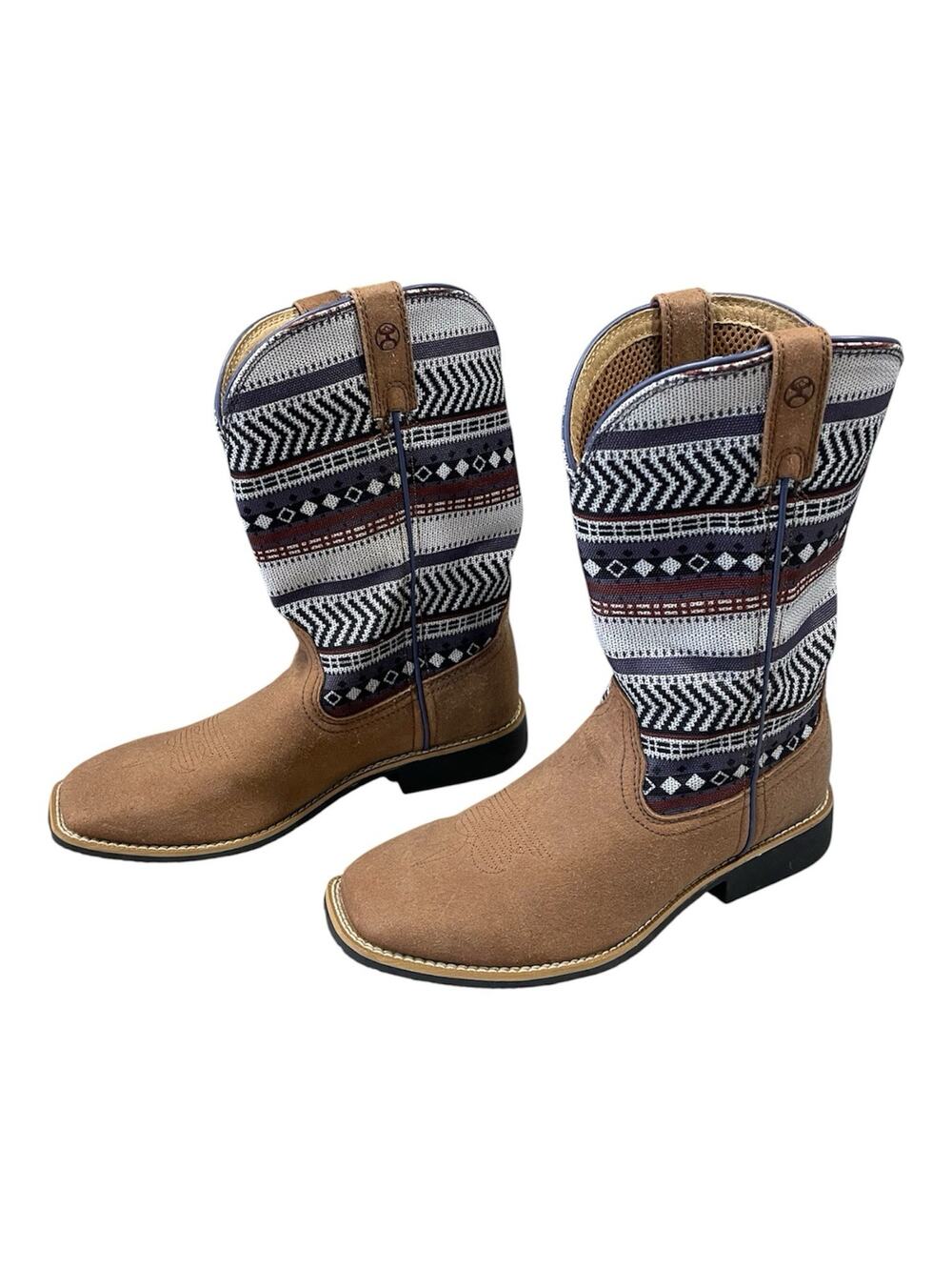 Twisted X Children's Size 4M Hooey Aztec Print /Brown Square Toe Boots -Western